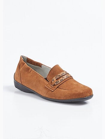 Mocassins cuir velours élastiqués largeur confort - Afibel