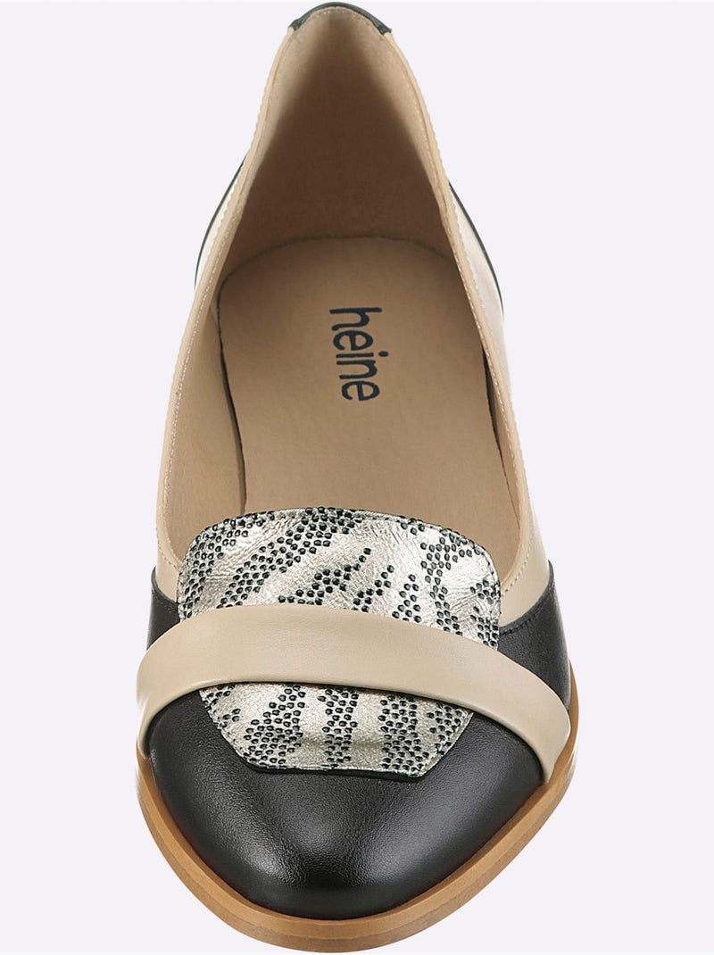 Mocassins De Fabrication Espagnole - Taille Standard - Helline Beige/Noir - Kiabi