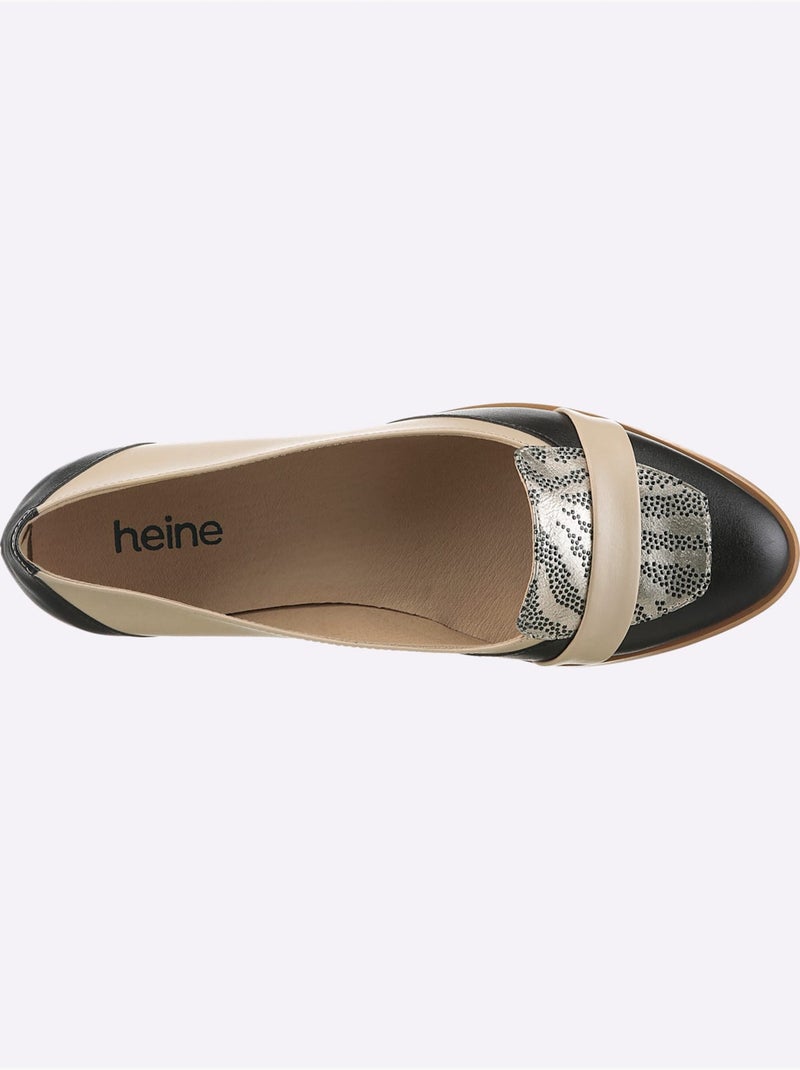 Mocassins De Fabrication Espagnole - Taille Standard - Helline Beige/Noir - Kiabi