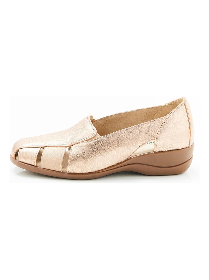 Mocassins dessus cuir - Damart Or rose - Kiabi