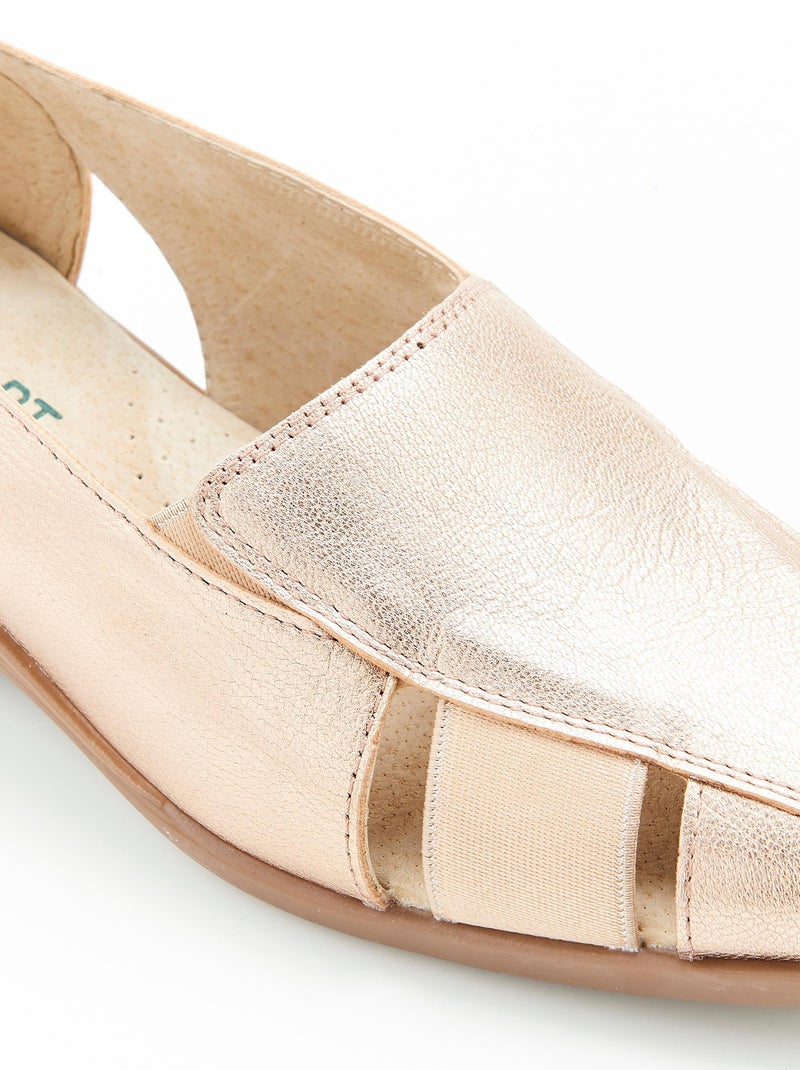 Mocassins dessus cuir - Damart Or rose - Kiabi