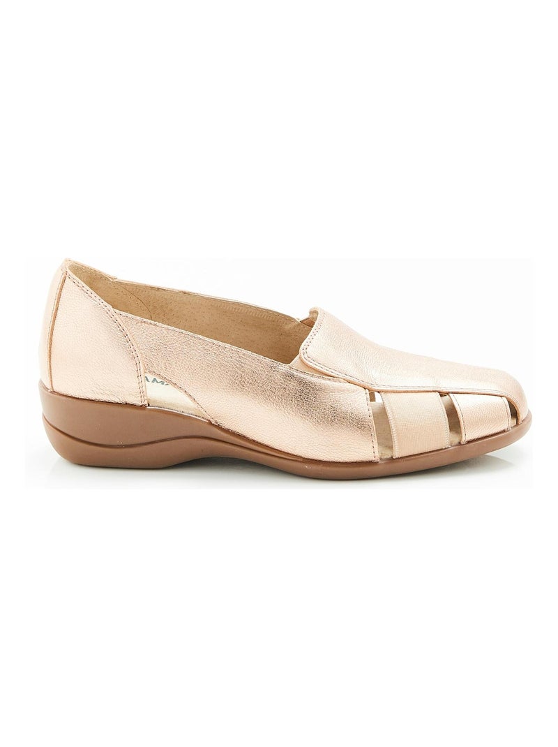 Mocassins dessus cuir - Damart Or rose - Kiabi
