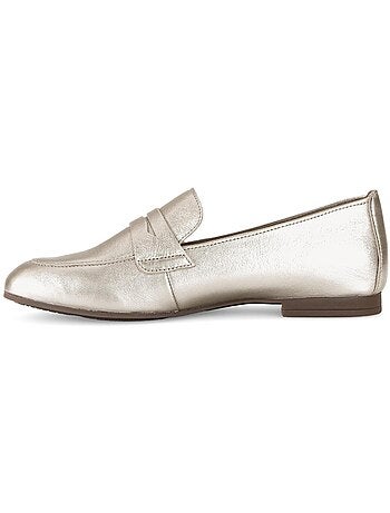 Mocassins dorés en cuir
