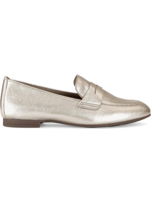 Mocassins dorés en cuir - Kiabi