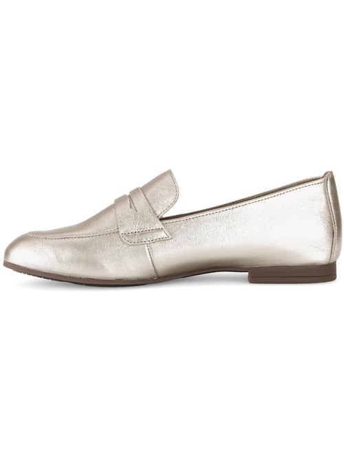 Mocassins dorés en cuir - Kiabi