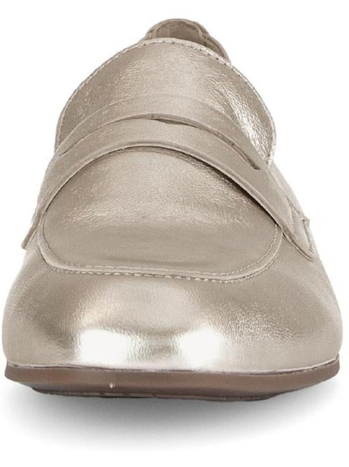 Mocassins dorés en cuir - Kiabi