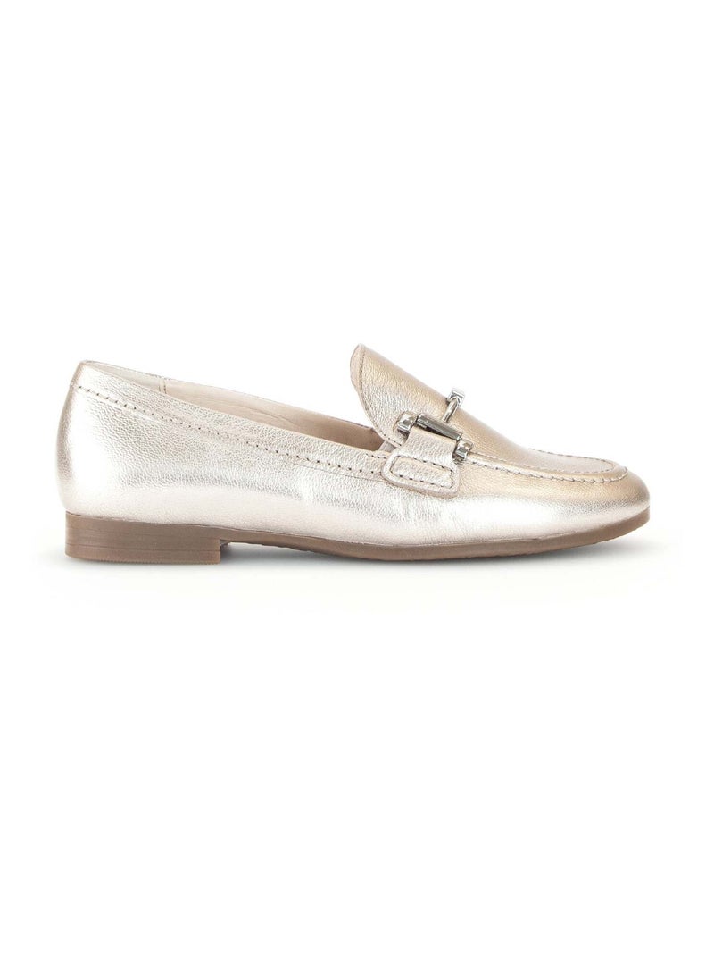 Mocassins dorés en cuir grainé Doré/or - Kiabi