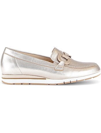 Mocassins dorés en cuir lisse