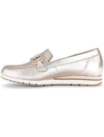 Mocassins dorés en cuir lisse