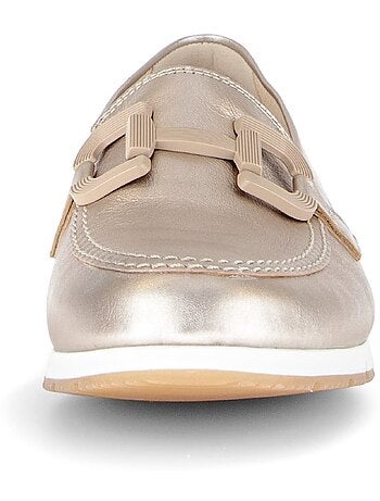 Mocassins dorés en cuir lisse
