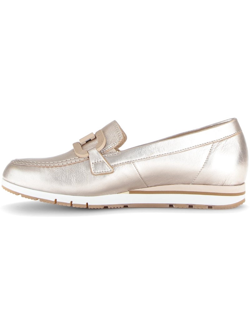 Mocassins dorés en cuir lisse Doré/or - Kiabi