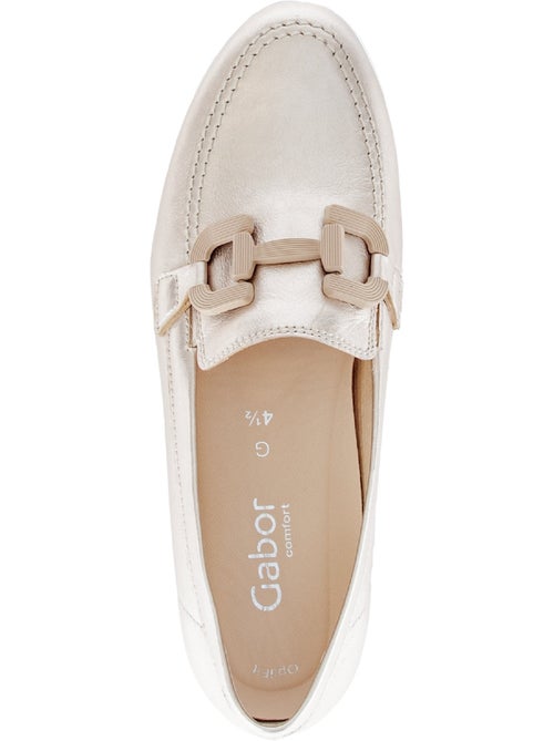 Mocassins dorés en cuir lisse - Kiabi