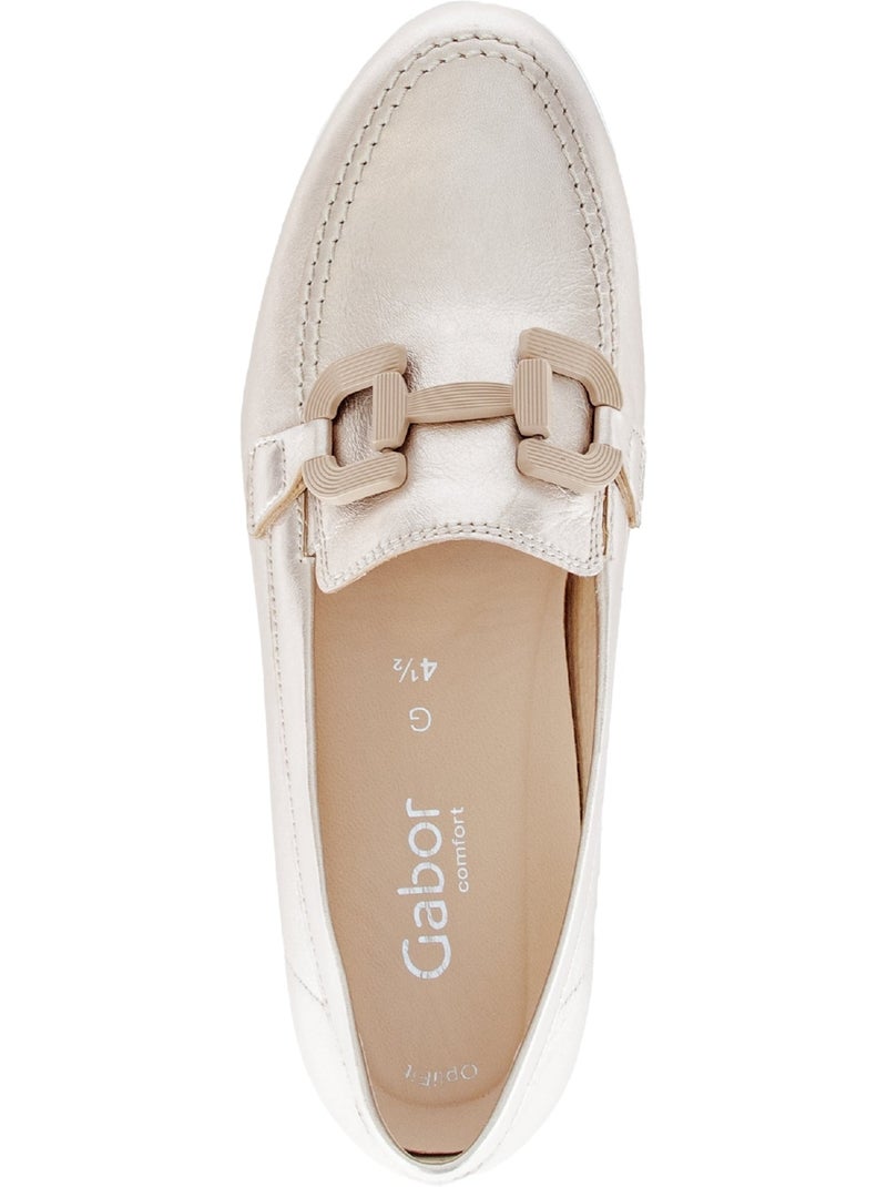 Mocassins dorés en cuir lisse Doré/or - Kiabi