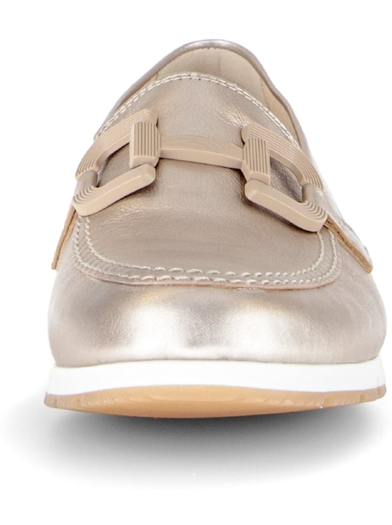 Mocassins dorés en cuir lisse Doré/or - Kiabi