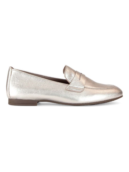 Mocassins dorés en cuir métallisé - Kiabi