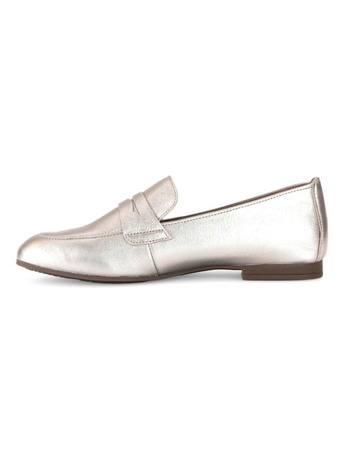 Mocassins dorés en cuir métallisé - Kiabi