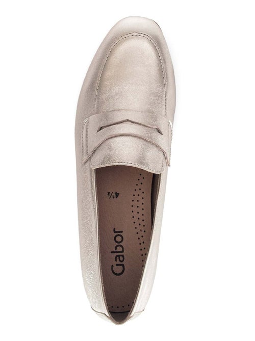 Mocassins dorés en cuir métallisé - Kiabi
