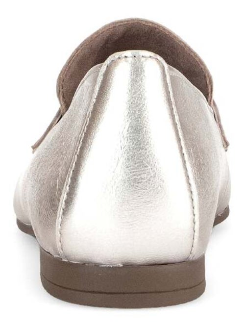 Mocassins dorés en cuir métallisé - Kiabi