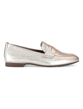 Mocassins dorés en cuir métallisé Gabor
