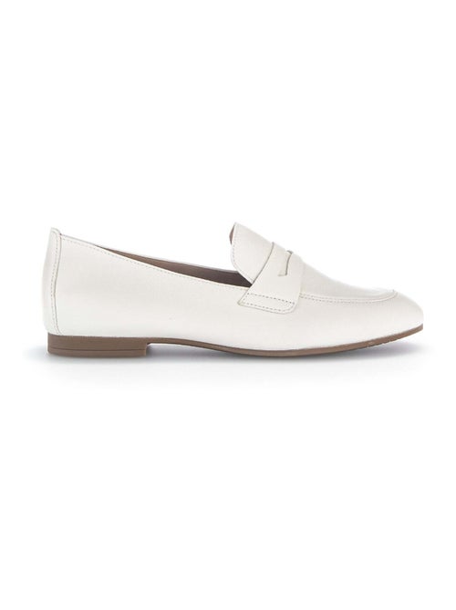 Mocassins ecrus en cuir - Kiabi