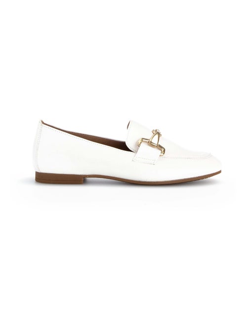 Mocassins ecrus en cuir - Kiabi