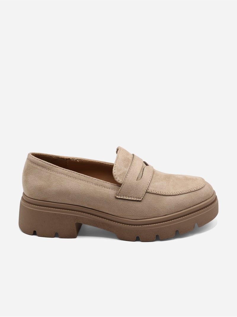 Mocassins effet daim Taupe - Kiabi