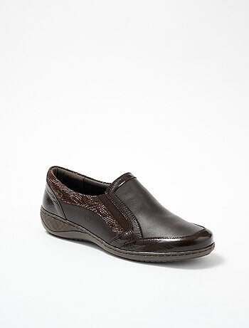 Mocassins élastiqués compensés en cuir - Afibel