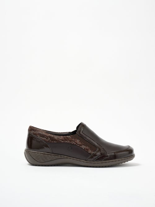 Mocassins élastiqués compensés en cuir - Afibel - Kiabi