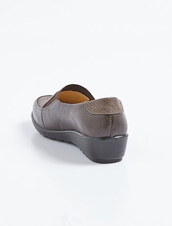 Mocassins élastiqués compensés en cuir - Afibel