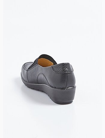 Mocassins élastiqués compensés grande largeur cuir - Afibel