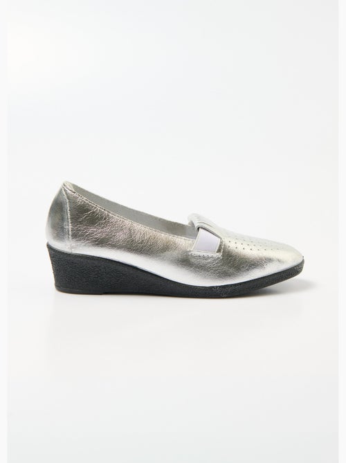 Mocassins élastiqués confort en cuir - Afibel - Kiabi