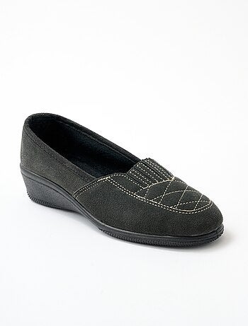 Mocassins élastiqués cuir grande largeur - Afibel