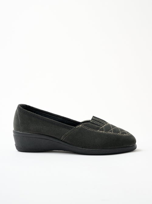 Mocassins élastiqués cuir grande largeur - Afibel - Kiabi