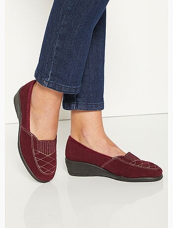 Mocassins élastiqués cuir grande largeur - afibel