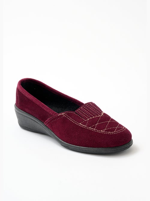 Mocassins élastiqués cuir grande largeur - afibel - Kiabi