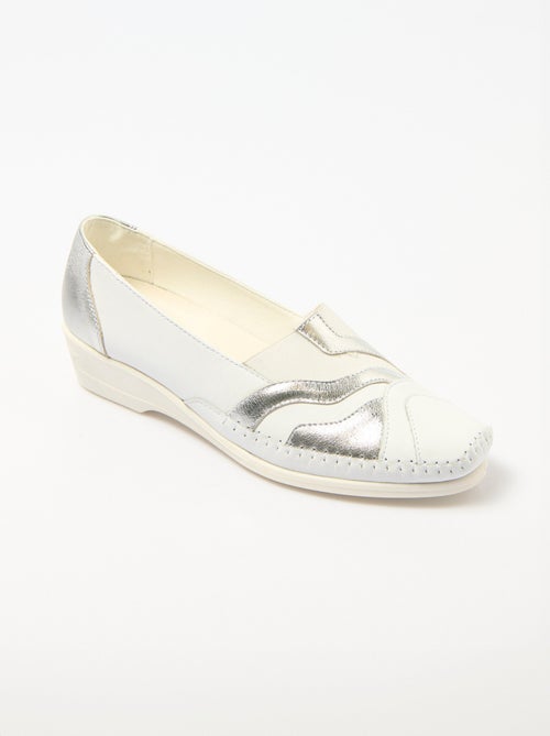Mocassins élastiqués cuir largeur confort - Afibel - Kiabi
