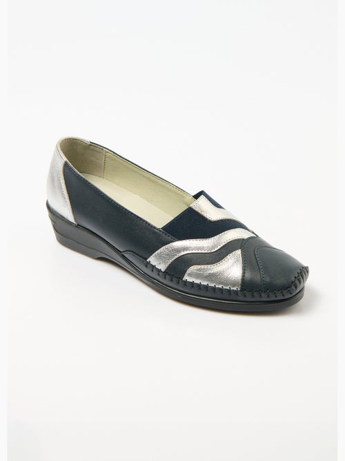 Mocassins élastiqués cuir largeur confort - Afibel - Kiabi