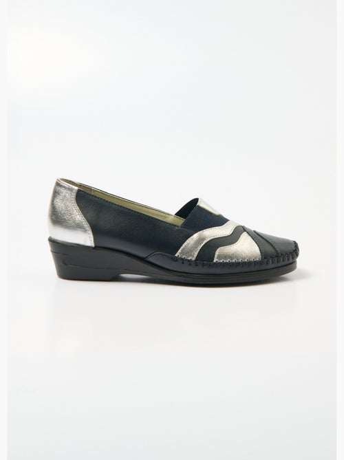 Mocassins élastiqués cuir largeur confort - Afibel - Kiabi