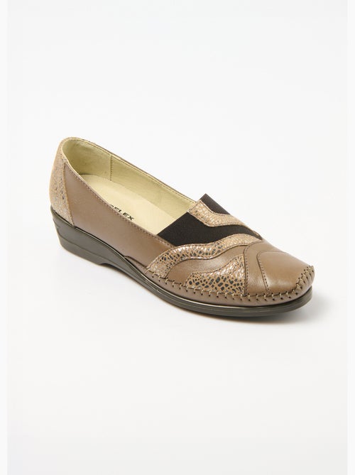 Mocassins élastiqués cuir largeur confort - Afibel - Kiabi