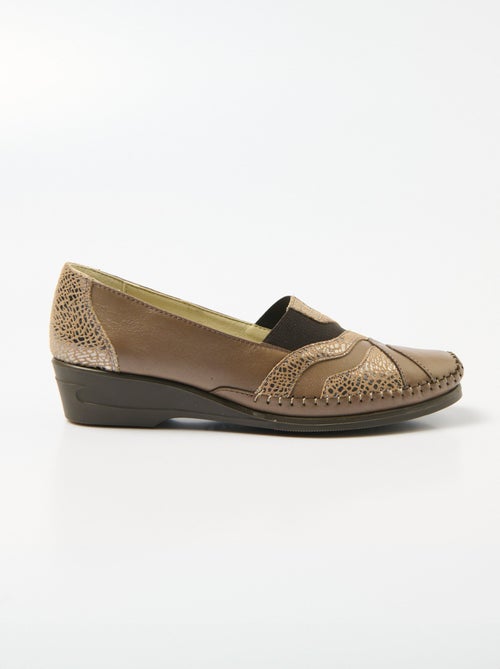 Mocassins élastiqués cuir largeur confort - Afibel - Kiabi