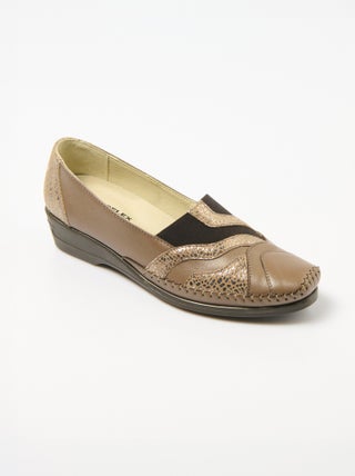 Mocassins élastiqués cuir largeur confort