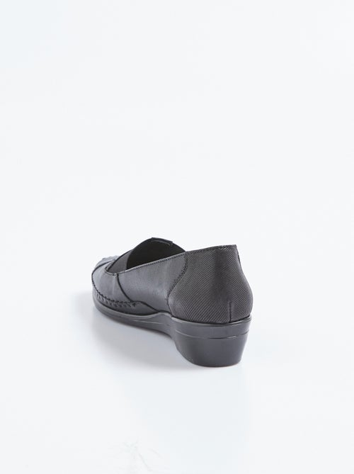 Mocassins élastiqués cuir largeur confort - Kiabi
