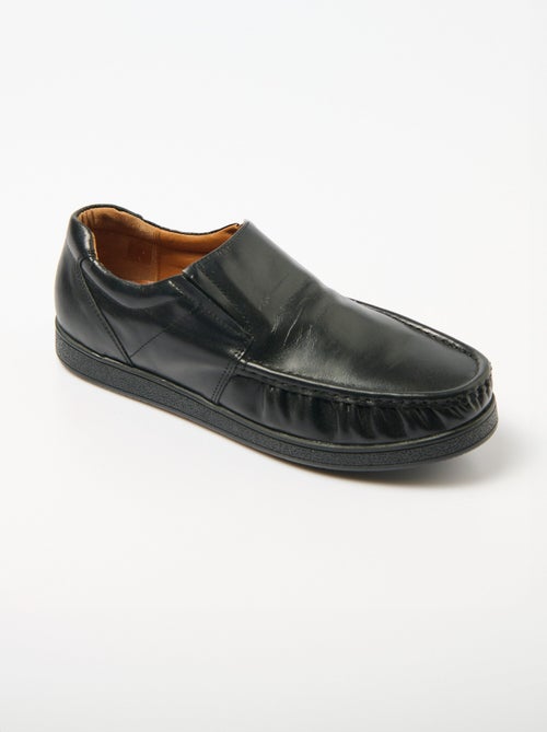 Mocassins élastiqués cuir semelle amovible - Afibel - Kiabi