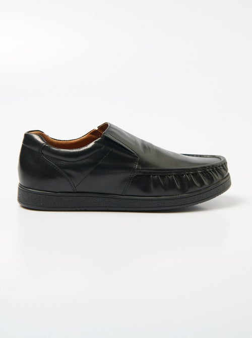 Mocassins élastiqués cuir semelle amovible - Afibel - Kiabi