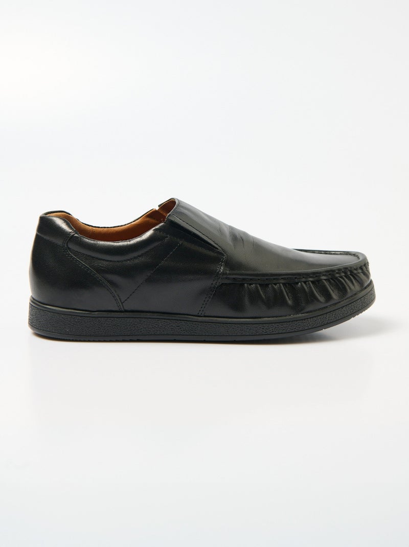Mocassins élastiqués cuir semelle amovible - Afibel Noir - Kiabi
