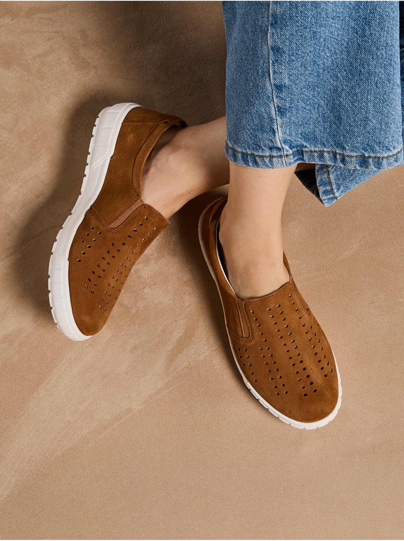Mocassins élastiqués cuir velours - PEDICONFORT Camel - Kiabi