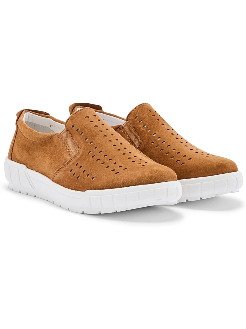 Mocassins élastiqués cuir velours - PEDICONFORT Camel - Kiabi