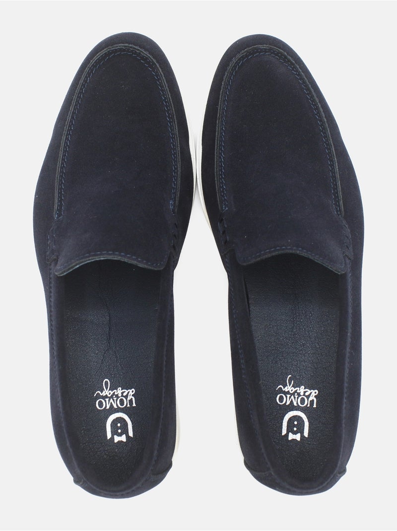 Mocassins en cuir - Uomo Bleu foncé - Kiabi
