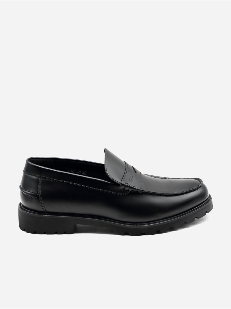 Mocassins en cuir - Uomo Noir - Kiabi