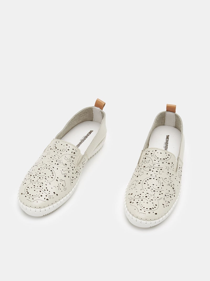 Mocassins en cuir ajouré BATA Blanc - Kiabi